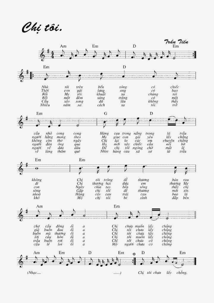 Sheet nhạc Chị Tôi